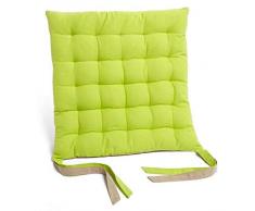 Sud Ã©toffe_VALAYANS Galette de chaise carrÃ©e matelassÃ©e Coton , Vert , 40 x 40 cm