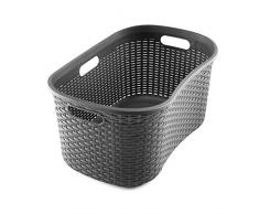 Addis Imitation rotin Hipster Panier Ã Linge, Charbon de Bois, 37.5Â x 50Â x 26Â cm
