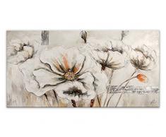 Arte Dal Mondo AS395X1 Fleurs Blanches Tableau Floral Modern Peint Ã la Main sur Toile avec Chassis, Bois, Multicolore, 140 x 3,5 x 70 cm