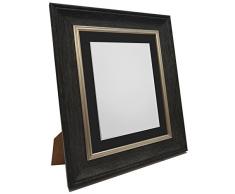 FRAMES BY POST Scandi Cadre Photo Vintage, Charcoal Grey with Black Mount, 10 x 8 inch Image Size A5