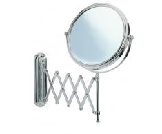 Miroir cosmétique mural Télescope Deluxe - réglable en hauteur, orientable, chrome, miroir de à 20 cm, 23 x 38 x 50 cm