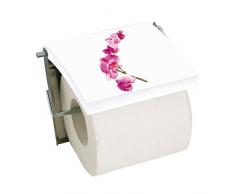 MSV 140845 Lanyu Porte Papier Toilette PVC Blanc/Argent 134 x 22 x116 mm