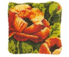 Kit coussin au point nouÃ© Une fleur orange