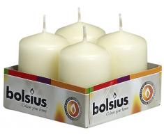 Bolsius Lot de bougies pilier, Cire de paraffine, ivoire, Pillar candles, tray 4, 60/40 mm