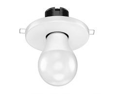 ledscom.de E27 Porcelaine plafonnier encastré Tela, Ronde, Blanche, 99mm, avec Milchglas Ampoule 10W=60W 800lm Blanche-Chaude A+