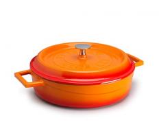 Pentole Agnelli Ligne Fonte slowcook Casserole Basse 24Â cm Arancione