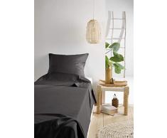 De Witte Lietaer Olivia Parure de lit qualitÃ© Satin Coton peignÃ©, Gris foncÃ©/Ebony, 180x280 cm + 1 taie