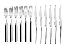 BUGATTI IN-075S80MB Vidal Ménagère de 12 Pièces Service de Dessert Acier 36 x 26 x 5 cm