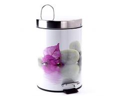 MSV 100483 Poubelle Imprimé Bornéo Inox/Polypropylène 3 L