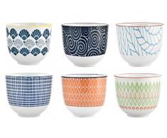 H&H Full Decoration Coupelle, Porcelaine, Multicolore, 6 unités