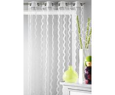 HomeMaison Voilage en Organza brodÃ© Ã Rayures Verticales, 100% Polyester, Gris