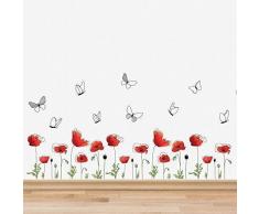 Autocollant Mural Coquelicot fleurs plinthe Mur Murales Amovible autocollant DÃ©calques Art Nurserie Jardin dâenfants Ã©cole Chambre Denfants Restaurant Barre cafÃ© HÃ´tel DÃ©coration De Maison