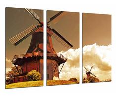 Tableau Moderne Photographique, Impression sur bois, Mill, Vintage, lames dans le ciel, 97 x 62 cm, ref. 26675