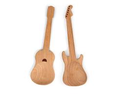 Kikkerland KKCU64 Couverts Ã Salade Forme de Guitare Bois