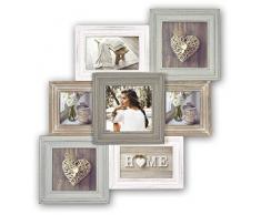 Zep TY381 Airolo Cadre Photo Multivues Bois Blanc/Beige/Gris/Brun 53 x 50 x 3,5 cm