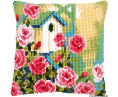 Vervaco Kit Coussin au Point de Croix Nichoir et Roses