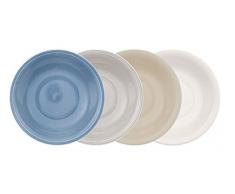 vivo by Villeroy & Boch Group Color Loop Assiettes creuse, Lot de 4, Diamètre : 24,5 cm, Porcelaine Premium, Multicolore
