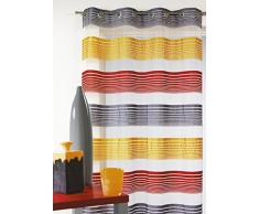 Home Maison HM6989298 Voilage à Fines Rayures Horizontales Organza Polyester Rouge 140 x 240 cm