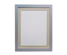FRAMES BY POST Cadre Photo Largeur H7, 25Â mm dÃ©paisseur, avec Contour Blanc, Bois Dense, ArgentÃ©, A4 Image Size 10 x 6 inch