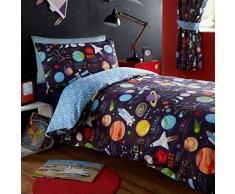 Kidz Club Parure de lit avec Housse de Couette et taie dâOreiller Motif Espace avec Soleil Lune et planètes