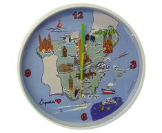 Nadal â Grande Horloge avec Motif Carte dâEspagne, Multicolore, 24,9Â x 24,9Â x 3,9Â cm