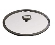 Stoneline 16620Â Imagination Fonction Couvercle en Verre avec Bord en Silicone avec passoire en Silicone 28Â cm, Verre, Transparent, 27.9Â x 27.9Â x 4,9Â cm