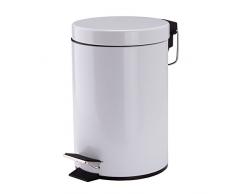 MSV 100022 Poubelle à Pédale Acier Inoxydable - diamètre 16.5 x 25 cm - Blanc - 3 L