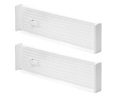 InterDesign Linus organisateur de tiroir réglable, séparateur de tiroir haut en plastique pour la cuisine, lot de 2 rangements tiroir, blanc