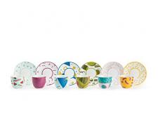 Excelsa Radical Lot de 6 tasses Ã cafÃ© avec soucoupe, porcelaine, multicolore