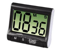 Xavax Minuteur de cuisine Countdown (avec minuterie et fonction chronomètre, fixation via un aimant, une pince, un support ou un support, à piles, numérique) Noir/Blanc