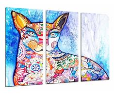 Tableau Moderne Photographique, Impression sur bois, Décoration de mandala chat coloré, 97 x 62 cm, ref. 26601