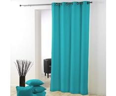 douceur dintérieur rideau a oeillets 140x280 cm polyester essentiel bleu