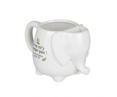 Mister Gadget KA3156 Mug ElÃ©phant Repose sachet de thÃ©, CÃ©ramique, Blanc et vert, D16 x H9,5 cm, 0.4 liters