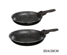 JJA 135111 Set 2 POELES 24/28CM PIIERRE + 1 Poignée Amovible