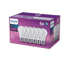 Philips Ampoule LED à culot à vis E27 230 V Blanc chaud surface effet givré , Synthétique, E27, 5.5 wattsW 240 voltsV