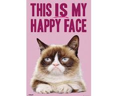 empireposter 744258Â CatsÂ âÂ Grumpy Cat Happy FaceÂ âÂ Fun Animaux Chat Poster, Papier, Multicolore, 91,5Â x 61Â x 0,14Â cm 61Â x 91,5Â cm