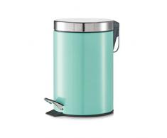 Zeller 18219 Poubelle à pédale 3l en métal Mint, 17 x 26 x 17 cm