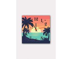 Bonamaison Horloge Murale en MDF, Multicolore, 30 x 30 cm