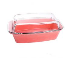 Bohemia Cristal 093 012 317 Play of Colors Cooking Saladier carré Env. 2,8 L Rose avec Couvercle en Verre Borosilicate résistant à la Chaleur Plat à gratin, Verre, 34.8 x 20.3 x 13,2 cm