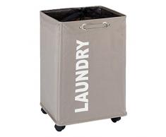 WENKO 3450119100 Panier à Linge Quadro, Taupe, 79 Litres, Polyester, 40 x 60 x 33 cm