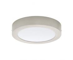 Eglo Plafonnier LED Fueva 1, 1 plafonnier, matériau : fonte métallique, plastique, couleur : nickel mat, blanc, diamètre : 22,5 cm, blanc neutre