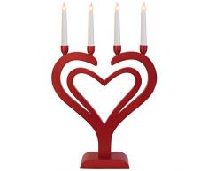 Star 226-45 Duo Hjärta-4 Chandelier LED 4 Lumières Bois Rouge 65 x 40Cm