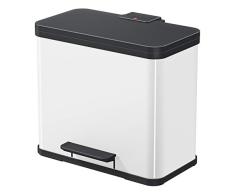 Hailo 0633-230 Poubelle Ã PÃ©dale, Acier Inoxydable, Blanc, 44,5 x 47,5 x 34,5 cm