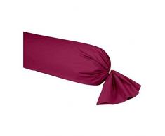 Vent du sud Manoir Taie de Traversin Unie en Coton Percale Aubergine 190 x 43 cm
