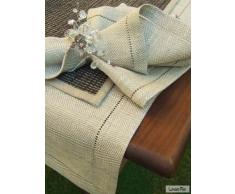 Linenme Chemin de table en lin, 1 unité, 50 x 140 cm, collection Emilia, Naturel