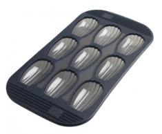 Mastrad F42614 Madeleines-100 Anti-Adhésif-Maintien Parfait-Gris Fumé, Silicone Premium, Moule 9 cannelés