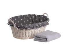 Ovale Osier Bol en Osier Beige, Panier Ã Linge en Osier, Coffre en Blanc, Panier en Osier en Forme de Coffre