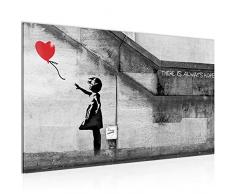 Tableau decoration murale Banksy Ballon Girl - XXL Impression sur Toile Salon Appartment 1 Parties - prêt à accrocher - 301614a