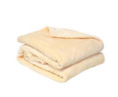 Couverture Polaire Polyester Ivoire 220 x 240 cm - POYET MOTTE - Gamme MICROFLANELLE