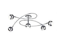 TRIO, Plafonnier, Baloubet incl. 5 x LED,SMD,3,8 Watt,3100K,350 Lm. Corps: Plastique, Chrome L:75,0cm, L:45,0cm, H:25,0cm IP20